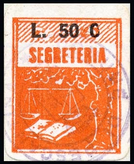 Marca da Bollo del Comune di PESCANTINA su Carta Bianca di dimensioni 18 x 20 mm