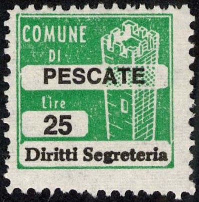 Marca da Bollo del Comune di PESCATE su Carta Bianca di dimensioni 20 x 20 mm