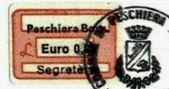 Marca da Bollo del Comune di PESCHIERA BORROMEO su Carta Bianca di dimensioni 18,5 x 12,5 mm