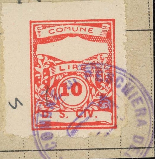 Marca da Bollo del Comune di PESCHIERA DEL GARDA su Carta Bianca di dimensioni 22,5 x 29 mm