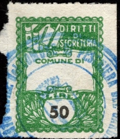 Marca da Bollo del Comune di PESCHIERA DEL GARDA su Carta Bianca di dimensioni 22 x 28 mm
