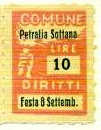 Marca da Bollo del Comune di PETRALIA SOTTANA su Carta Bianca di dimensioni 18 x 25 mm