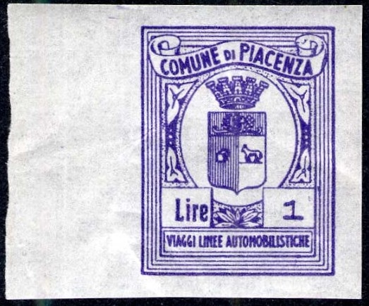 Marca da Bollo del Comune di PIACENZA su Carta Bianca di dimensioni 19 x 24 mm