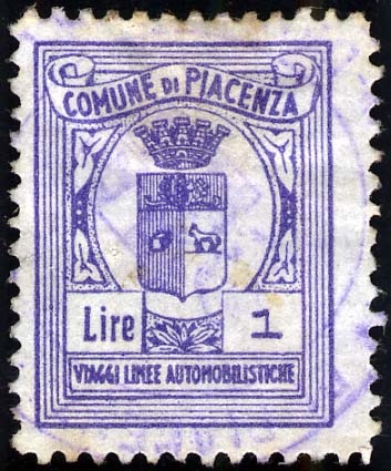 Marca da Bollo del Comune di PIACENZA su Carta Bianca di dimensioni 19 x 2405 mm