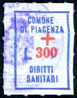 Marca da Bollo del Comune di PIACENZA su Carta Bianca di dimensioni 13 x 18,5 mm