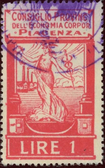 Marca da Bollo del Comune di PIACENZA su Carta Bianca di dimensioni 21 x 35 mm
