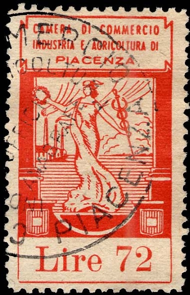Marca da Bollo del Comune di PIACENZA su Carta Bianca di dimensioni 21 x 35 mm