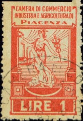 Marca da Bollo del Comune di PIACENZA su Carta Bianca di dimensioni 21 x 35 mm