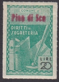 Marca da Bollo del Comune di PIAN DI SCO su Carta Bianca di dimensioni 21 X 32 mm