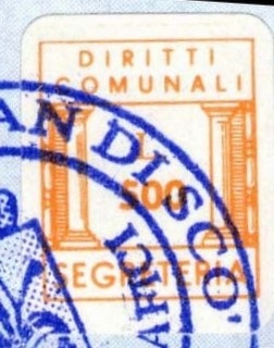 Marca da Bollo del Comune di PIAN DI SCO su Carta Bianca di dimensioni 20 x 24 mm