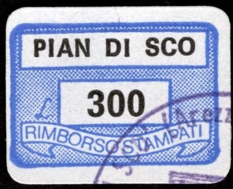 Marca da Bollo del Comune di PIAN DI SCO su Carta Bianca di dimensioni 20 x 14 mm