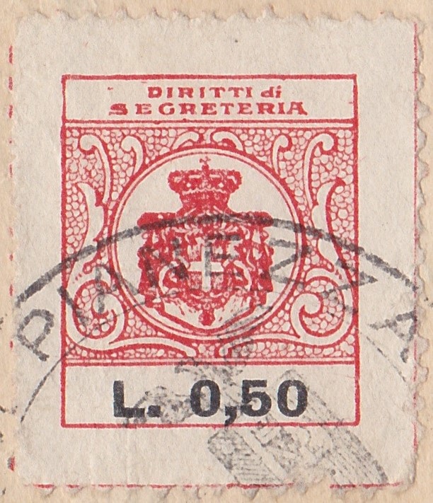 Marca da Bollo del Comune di PIANEZZA su Carta Bianca di dimensioni 25 x 28 mm