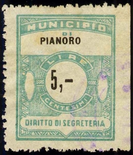 Marca da Bollo del Comune di PIANORO su Carta Bianca Sottile di dimensioni 23,5 x 30 mm