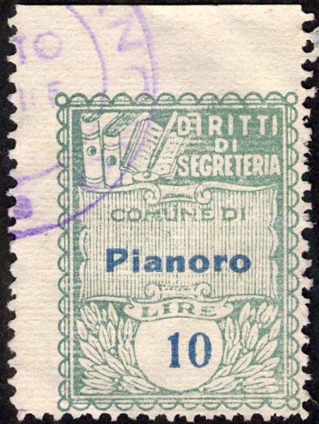 Marca da Bollo del Comune di PIANORO su Carta Bianca di dimensioni 22 x 29 mm