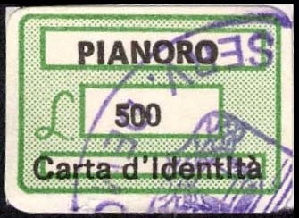 Marca da Bollo del Comune di PIANORO su Carta Bianca di dimensioni 19 x 14 mm
