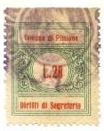 Marca da Bollo del Comune di PICCIANO su Carta Bianca Sottile di dimensioni 22 x 25,5 mm