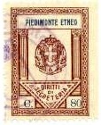 Marca da Bollo del Comune di PIEDIMONTE ETNEO su Carta Bianca di dimensioni 21,5 x 30,5 mm