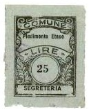 Marca da Bollo del Comune di PIEDIMONTE ETNEO su Carta Blu chiaro di dimensioni 22 x 29,5 mm