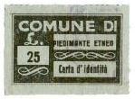 Marca da Bollo del Comune di PIEDIMONTE ETNEO su Carta Blu chiaro di dimensioni 30,5 x 19,5 mm