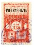 Marca da Bollo del Comune di PIETRAPERZIA su Carta Bianca Sottile di dimensioni 21 X 32 mm