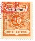 Marca da Bollo del Comune di PIEVE DI CENTO su Carta Bianca di dimensioni 23,5 x 30 mm