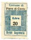 Marca da Bollo del Comune di PIEVE DI CENTO su Carta Bianca Sottile di dimensioni 20 x 28,5 mm