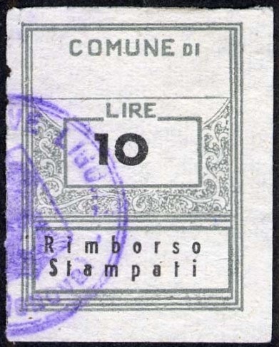 Marca da Bollo del Comune di PIEVE LIGURE su Carta Bianca di dimensioni mm