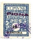 Marca da Bollo del Comune di PIGNA su Carta Bianca Sottile di dimensioni 22 x 28,5 mm