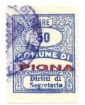 Marca da Bollo del Comune di PIGNA su Carta Bianca Sottile di dimensioni 22 x 28 mm
