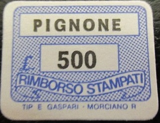 Marca da Bollo del Comune di PIGNONE su Carta Bianca di dimensioni 19 x 14 mm