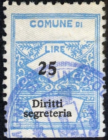 Marca da Bollo del Comune di PINAROLO PO su Carta Bianca di dimensioni 20,5 x 27 mm