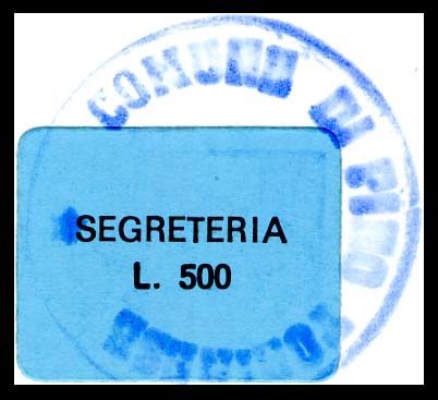 Marca da Bollo del Comune di PINO TORINESE su Carta Bianca di dimensioni 20,5 x 16 mm