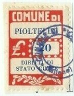 Marca da Bollo del Comune di PIOLTELLO su Carta Bianca Sottile di dimensioni 23 x 29 mm