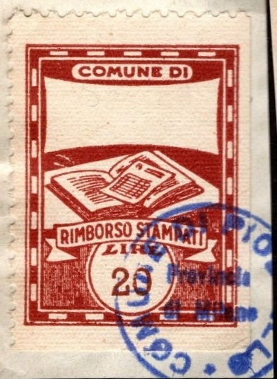 Marca da Bollo del Comune di PIOLTELLO su Carta Bianca Sottile di dimensioni 21 X 27 mm