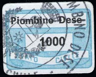 Marca da Bollo del Comune di PIOMBINO DESE su Carta Bianca di dimensioni 19 x 14 mm