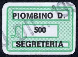 Marca da Bollo del Comune di PIOMBINO DESE su Carta Bianca di dimensioni 18,5 x 12,5 mm