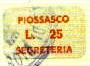 Marca da Bollo del Comune di PIOSSASCO su Carta Bianca di dimensioni 18,5 x 12 mm