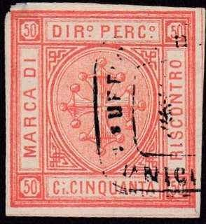 Marca da Bollo del Comune di PISA su Carta Bianca di dimensioni 25,5 x 27 mm