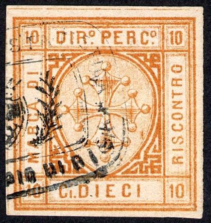 Marca da Bollo del Comune di PISA su Carta Bianca Sottile di dimensioni 25 x 27 mm