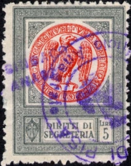 Marca da Bollo del Comune di PISA su Carta Bianca Sottile di dimensioni 24 x 32 mm