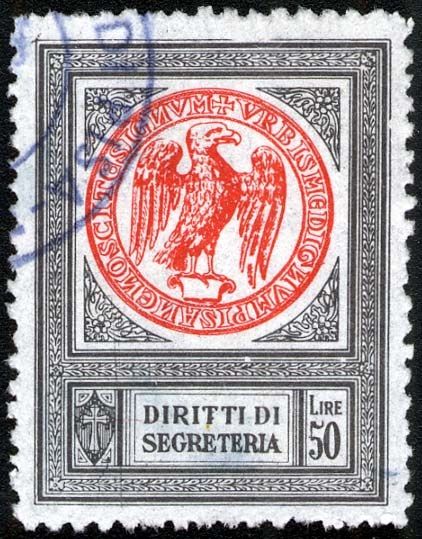 Marca da Bollo del Comune di PISA su Carta Bianca di dimensioni 24,5 x 32,5 mm