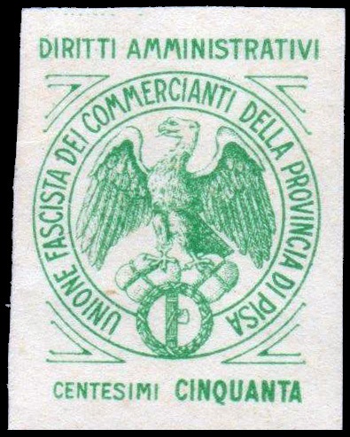 Marca da Bollo del Comune di PISA su Carta Bianca di dimensioni 21 X 32 mm