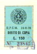 Marca da Bollo del Comune di PISA su Carta Bianca di dimensioni 27 x 38 mm