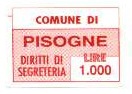 Marca da Bollo del Comune di PISOGNE su Carta Bianca Sottile di dimensioni 26 x 18 mm