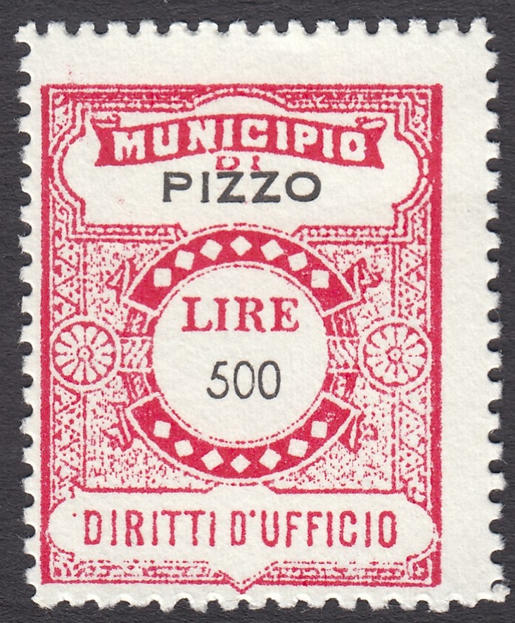 Marca da Bollo del Comune di PIZZO su Carta Bianca di dimensioni 24 x 30 mm