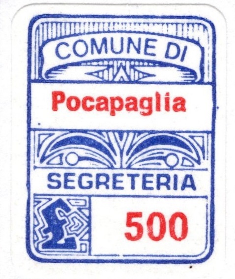 Marca da Bollo del Comune di POCAPAGLIA su Carta Bianca di dimensioni 18 X 25,5 mm