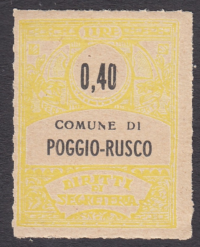 Marca da Bollo del Comune di POGGIO RUSCO su Carta Paglia di dimensioni 21,5 x 28,5 mm