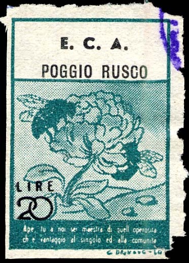 Marca da Bollo del Comune di POGGIO RUSCO su Carta Bianca di dimensioni 22 x 32,5 mm