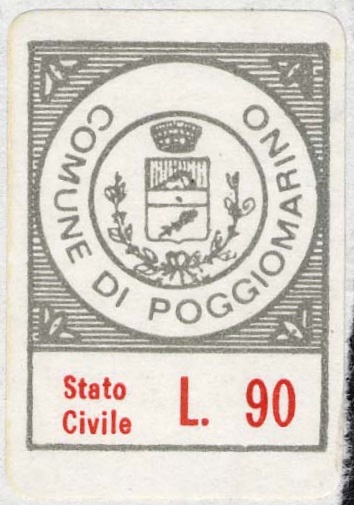 Marca da Bollo del Comune di POGGIOMARINO su Carta Bianca di dimensioni 19 x 26,5 mm