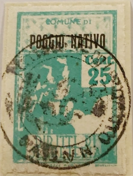 Marca da Bollo del Comune di POGGIO NATIVO su Carta Bianca di dimensioni 21 X 33,5 mm